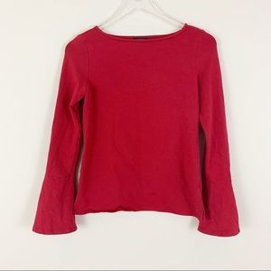 HALOGEN Small Long Bell Sleeve Wide Neck Top